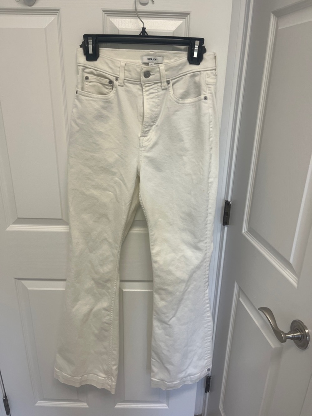 SPANX White High-Rise Wide-Leg Jeans